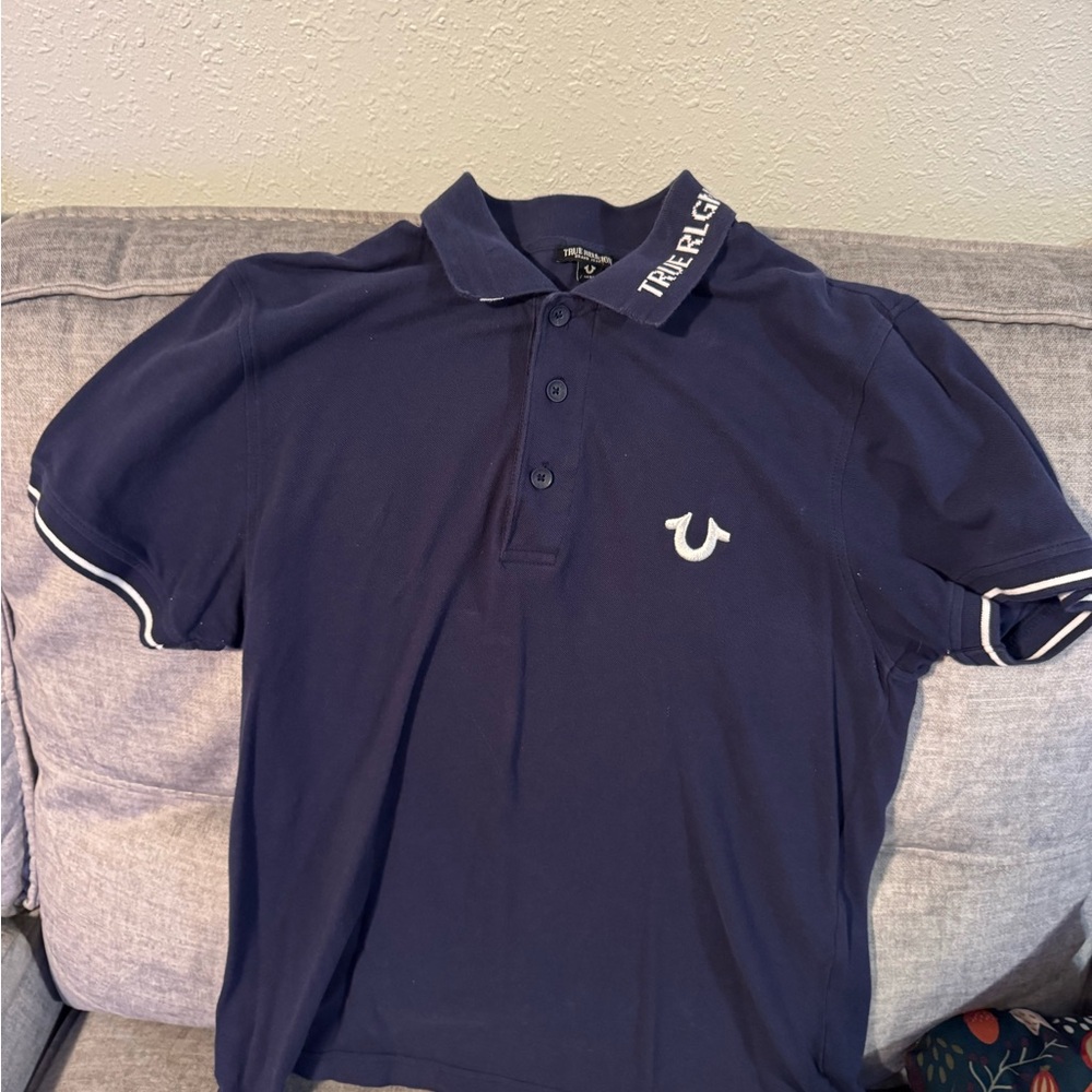 True Religion Dark Blue Polo with White Details